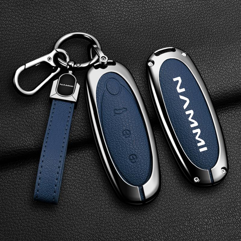 

Alloy Leather Car Remote Key Case Cover Shell Fob For Dongfeng Nammi 01New Engery High Level Interior Protective Keychain
