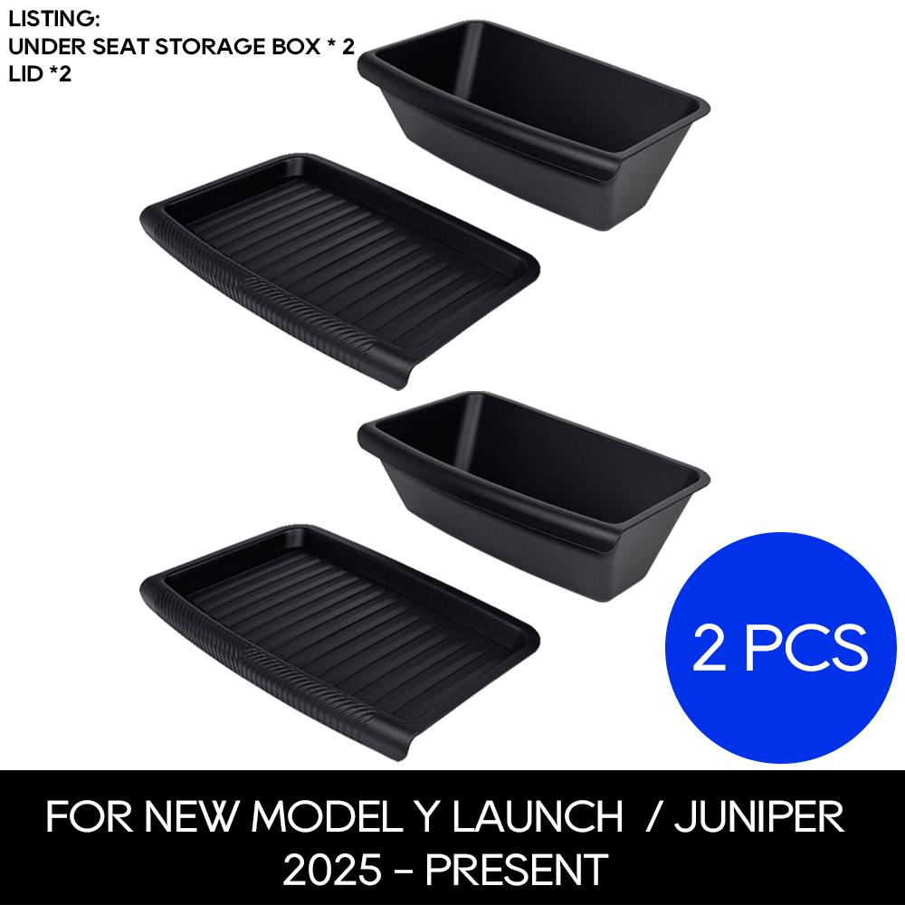 For Tesla New Model Y 2025 Launch Juniper Under Seat Storage Box Drawder With Lids ABS Material Interior Accessories