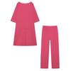 New Women's Cotton Linen Fashion Casual Plus Size Irregular Long Sleeve Set Wide Leg Pants Two Piece Outfit