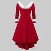 Women Fashion Christmas Style Sexy Deep V Neck Dress Solid Color Plus Size Party Dresses For Women