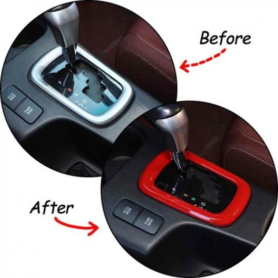 Red ABS Interior Gear Shift Frame Cover Trim For Toyota Hilux 2015-