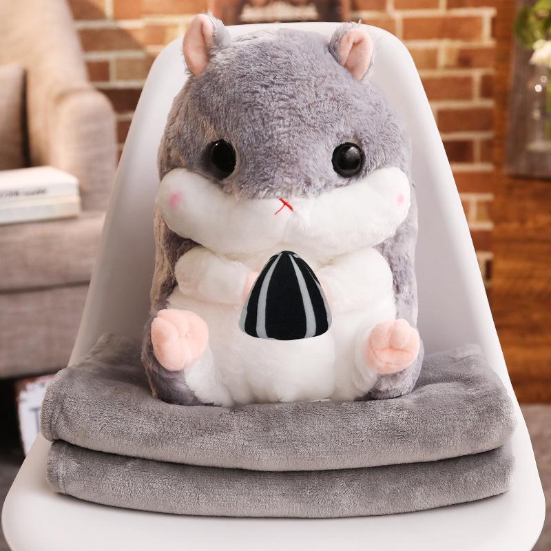 Cute Hamster Plush Pillow Blanket: Dual-Use Cushion, Blanket & Hand Warmer Blanket Only (1m x 0.8m)