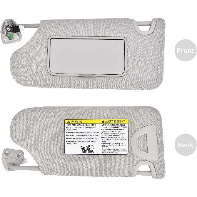 Nakuuly Left Driver Side Sun Visor Gray With Light, Without Sunroof Compatible With Nissan Altima 2013 2014 2015 2016 2017 2018 Replaces #