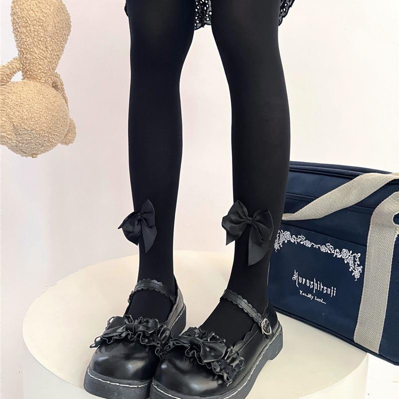 Women Lolita Pantyhose Big Bowknot Nylon Tights for Woman Ultra Thin Female Hosiery JK Sexy Ladies Bottomed Leggings White Black