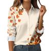 Women's Shirt Blouse Christmas Print Button Long Sleeve Casual Basic Shirt Collar Regular Top