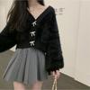 Cardigan Sweater Female 2023 Clothes Short Plush Plush Milk Hoopla Design Sense Niche V-neck Solid Sweater Female Tops