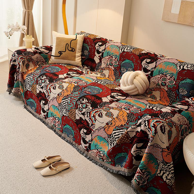 Desenho animado querida princesa bonito menina estilo capa de sofá toalha quatro estações universal para decoração de sala de estar almofada de sofá