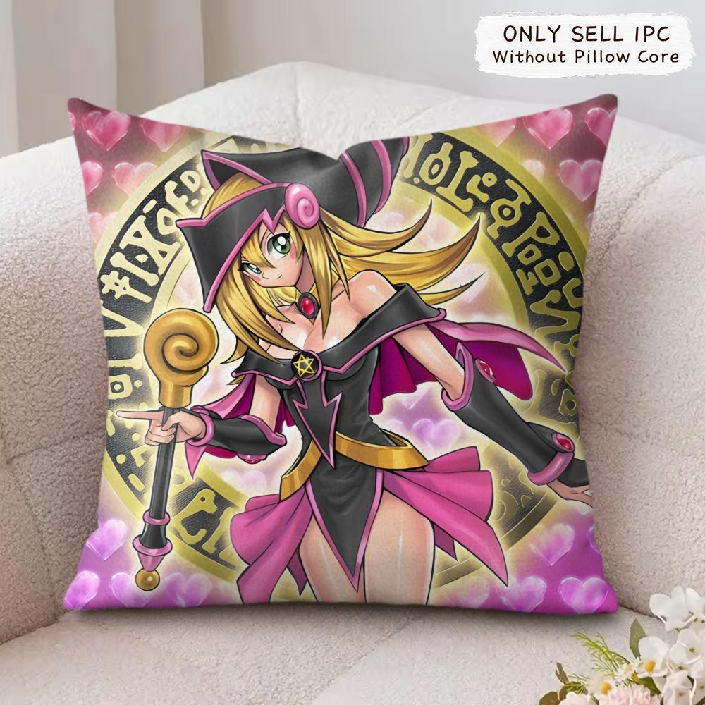 Dark M-Magician Girl Cushion Cover Silky Short Plush Invisible Zipper Dustproof Sofa Pillow Case For Home Decor