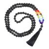 Creative 108 Beads Colorful Stone Necklace & 8mm Chinese Tassel Knot Bracelet