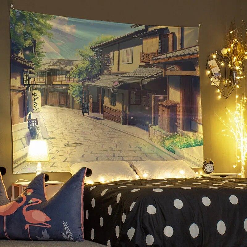 Cartoon-Wandteppich, Wanddekoration, Inneneinrichtung, Szene, Kunst, hängender Hintergrundstoff