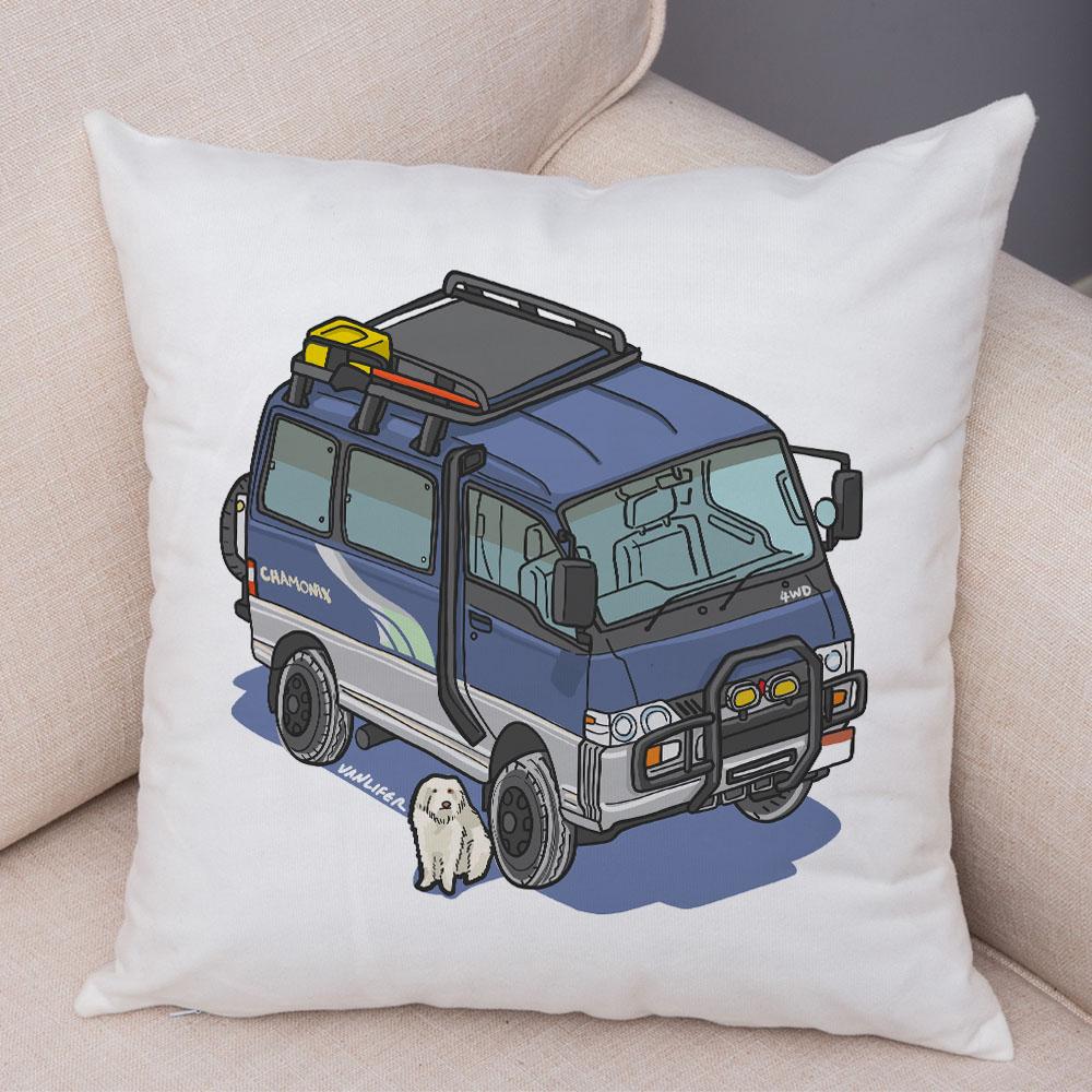 Față de pernă de camping cu desene animate Decorație de călătorie Husă de pernă pentru mașină Față de pernă potrivită pentru canapea acasă camera copiilor