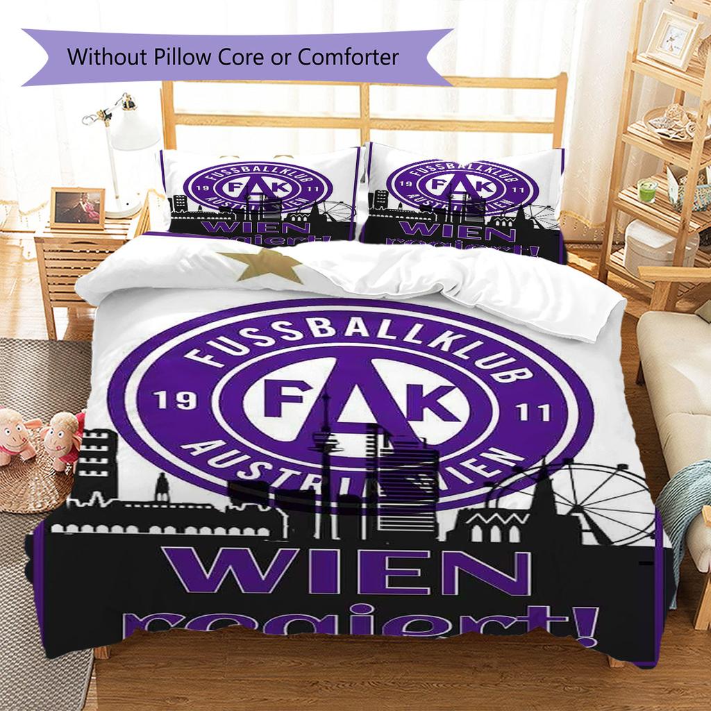 Austria Vienna Football Club Pattern Bedding,Quilt Set Quilt Cover Pillowcase Home Birthday Gift(1 * Duvet Cover + 2 * Pillowcase, Without Core)
