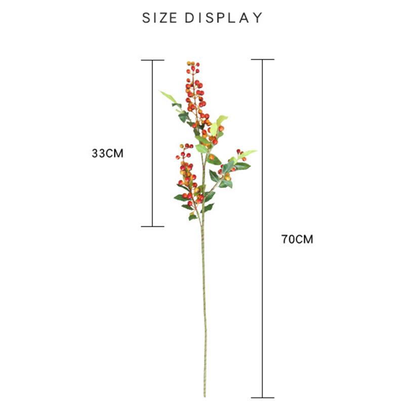 70CM Artificial Red Berries Branch Christmas Tree Ornaments Fake Holly Flowers Bouquet Foam Fruit Plant For Household DIY Decor