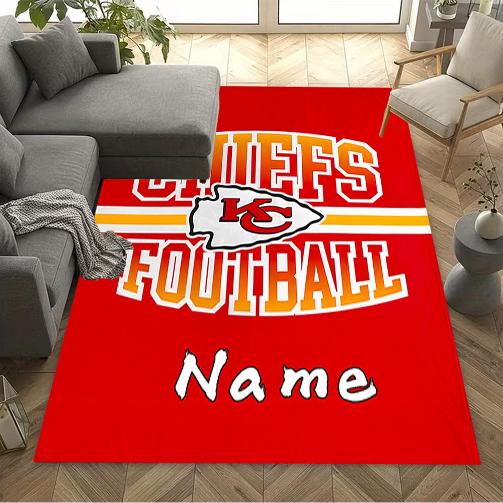 Kansas City Chiefs Football Personalized Text Floor Rug Office Rug Perfect for Hallway Living Rooms Game Room Playrooms Anti-slip Rug