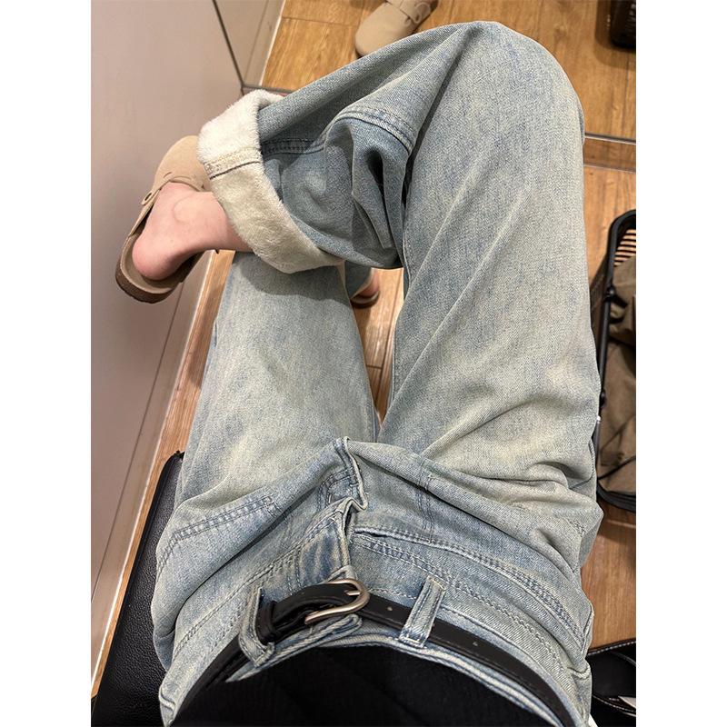 

Women s High Waist Velvet Wide Leg Jeans - Retro Plus Size Slimming, Winter 2024 Collection 3XL