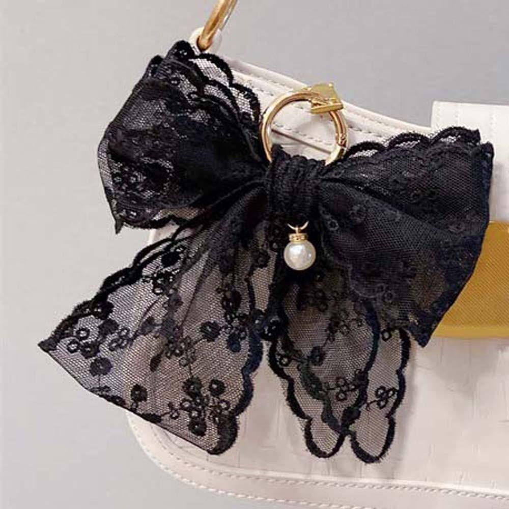 Elegant Sweet Key Ring Ornament Car Key Accessories Creative Lace Bow Pendant  Backpack