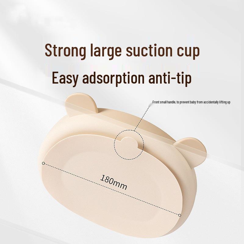 Silikon Bär Unterteilter Teller mit Saugfuß - Verbrühschutz, Sturzsicher Babygeschirr