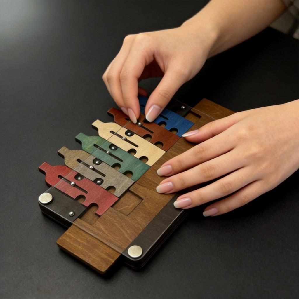 Wooden Puzzle Unlocking Brain Teaser With Tray For Kids And Adults