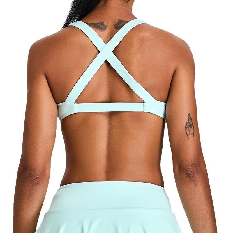 New Sports Bra For Women, Sexy Cross Back Sports Vest With Chest Cushion, Wearing Fitness Suit Top