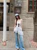 Women's Korean Polka Dot Ruffle Spaghetti Strap Dress - 2025 Autumn Seaside Vacation Style