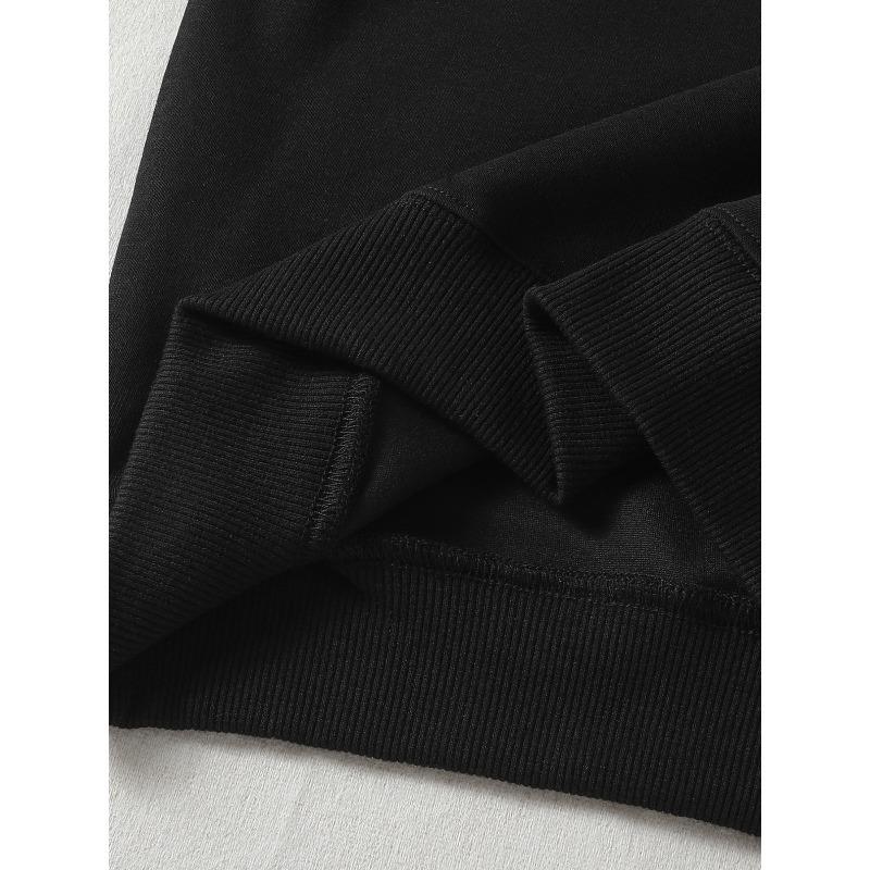 European Sizes Kids' Crewneck Sweatshirt - Black Flower with Gray Petals And Dots , Sportswear And Casual Wear, Soft And Comfortable, Clothing