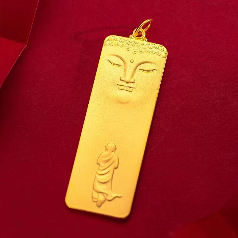 Позолоченный латунный кулон Будда с золотой бусиной и черной веревочной цепочкой для женщин