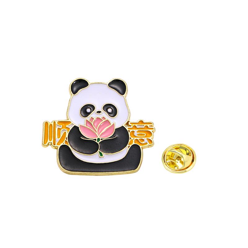 Chinese style panda brooch cute animal bag badge clothing bag accessories bamboo giant panda chain collar pin