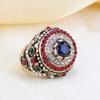 Women's Luxury Round Colorful Rhinestone-Inlaid Finger Ring Party Jewelry Gift