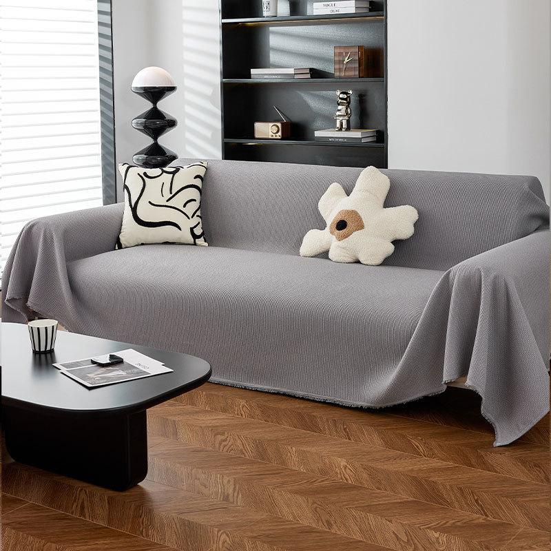 Sofa Cover Waterproof Slipcover Four Seasons Universal Solid Color Waffle Sofa Cover Blanket