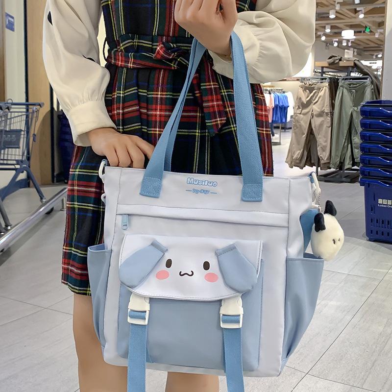 Tutorial Tasche Handtasche Tragen Büchertasche Grundschülerinnen Nachhilfetasche Kontrastfarbe Handheld Ein Schulter Umhängetasche