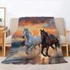 Horse Themed Soft Flannel Blankets,Warm Throw Blanket Comfortable Blankets for Picnic Beds Sofa Home Bedroom Cover Kids Gifts