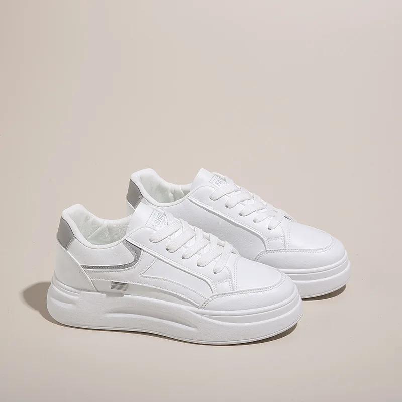 Mode Damen Freizeitschuhe Weiß Dicke Sohle Damen Sneaker Bequeme Vielseitige Laufschuhe Outdoor Tennis Skateboard Schuh
