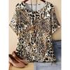 Summer Womens Retro 3D Printed Color Striped T-shirt Pattern Loose Comfortable Breathable Large Size Fashion O-neck T-shirt