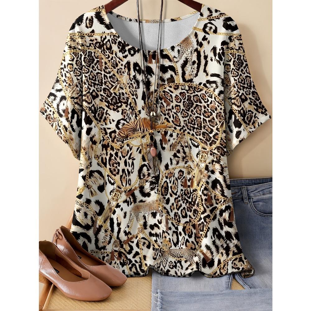 Summer Womens Retro 3D Printed Color Striped T-shirt Pattern Loose Comfortable Breathable Large Size Fashion O-neck T-shirt