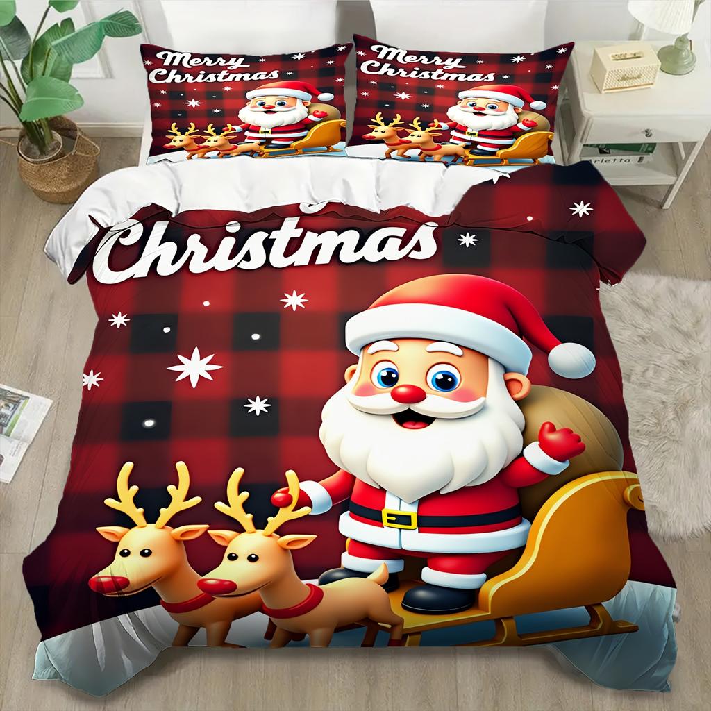 Santa Claus Bedding Set 3D Printed Duvet Cover Set Soft Single Double Size Bed Set  Christmas Gift Kids Home Decorations