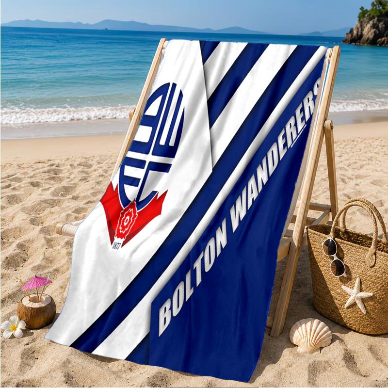 Bolton Wanderers Crest Design Beach Towel Microfiber Beach Towel, Lightweight and Quick-Dry, for Summer Travel, Swimming Pool Fan Birthday Gift