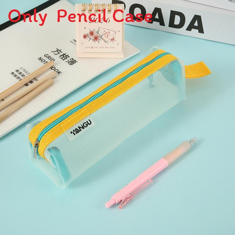 Minimalist Transparent Mesh Pencil Case With Large Capacity For Students And Exams
