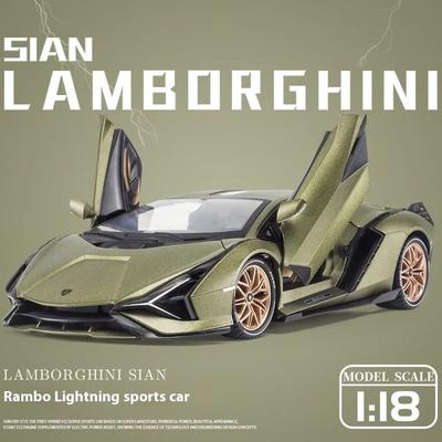 1:18 Lamborghini New Energy Super Sports Car Alliage moulé sous pression Modèle de voiture Son et lumière Série Fonction de retrait Jouet pour enfants Cadeau d'anniversaire pour garçon