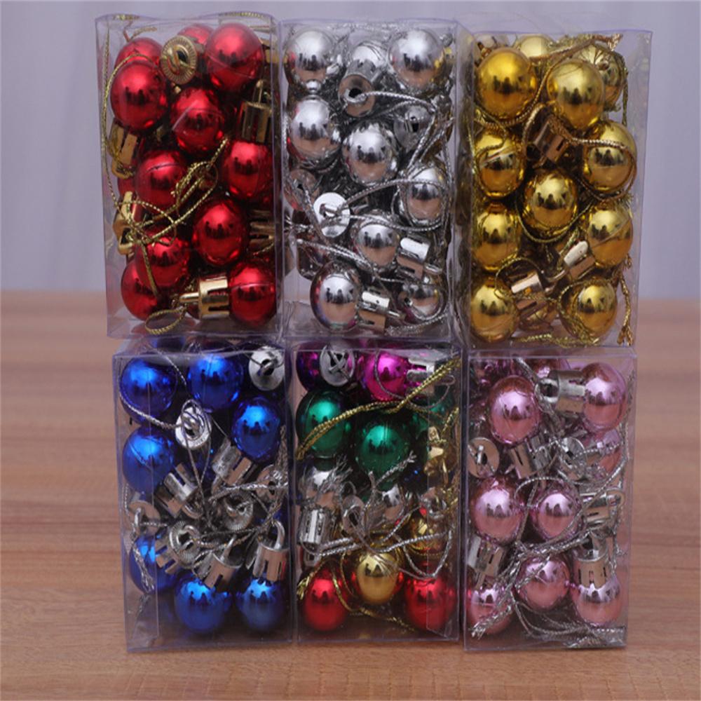 24 Stück/Box 2 cm Mini Weihnachtskugel Anhänger Weihnachtsfeier Hängekugel Ornament Einkaufszentrum Decke Fenster Weihnachtsbaum Deko