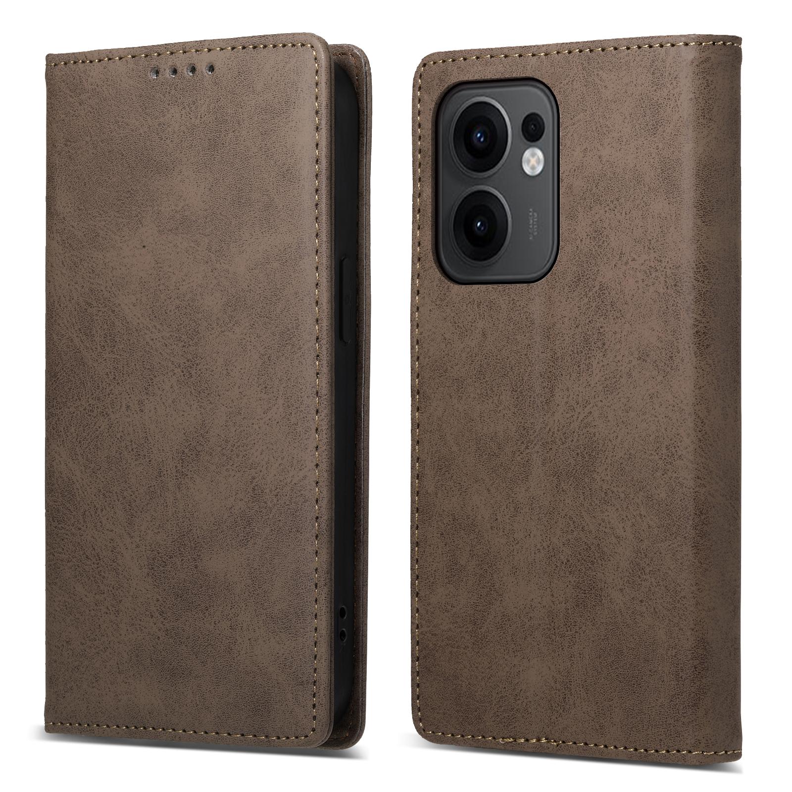 

For Oppo Reno13 F 5G Wallet Case RFID Blocking PU Leather Phone Cover Brown