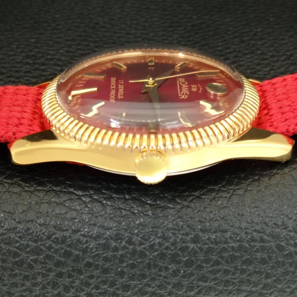 HAND-WINDING VINTAGE SWISS MENS REFURBISHED RED COLOR DIAL WATCH a707415-1
