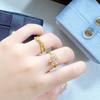 Medieval Vintage Gold Flowers Stacked Open Ring Geometric Zircon Super Fairy Niche High Sense Ring Woman