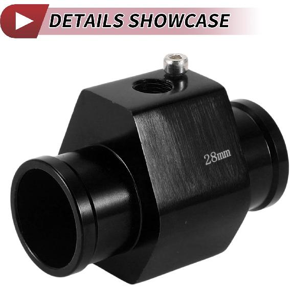 1 Set Car Water Coolant Temperature Sensor Adapter Joint Pipe Radiator Sensor Adaptor 28mm Black