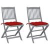 Day and Night - Day and Night Folding Garden Chairs 2 Pcs Cushions Solid Acacia Wood