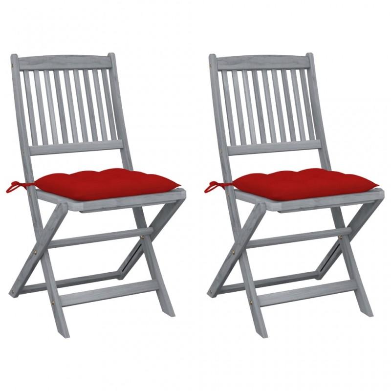 Day and Night - Day and Night Folding Garden Chairs 2 Pcs Cushions Solid Acacia Wood