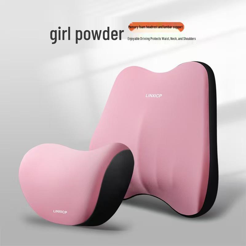 Car Headrest & Lumbar Support Pillow Set - Neck, Seat, Interior Sleeping Cushion