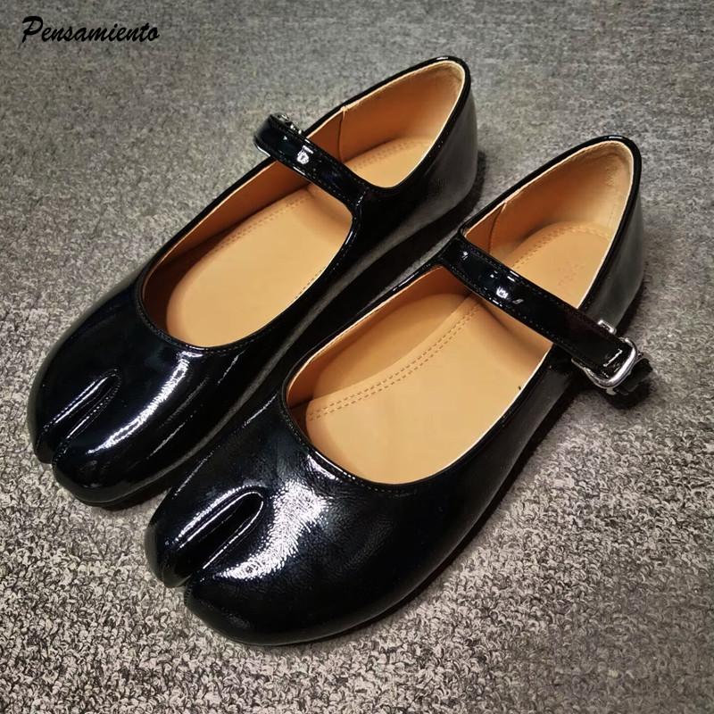 Fashion Shoes Cswo01 Women's Patent Leather Split Toe Ballet Flats Spring Autumn Vintage Mary Janes Walking Loafers Casual Girls Dance Shoes Cm