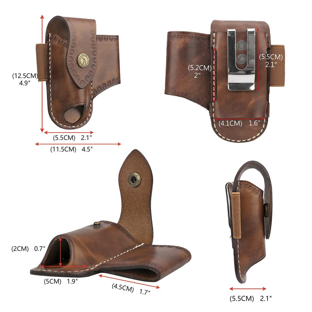 TOURBON Holder Belt Tool Pouch Leather Flashlight Pliers Storage Bag Multi-Tool Multi-Function