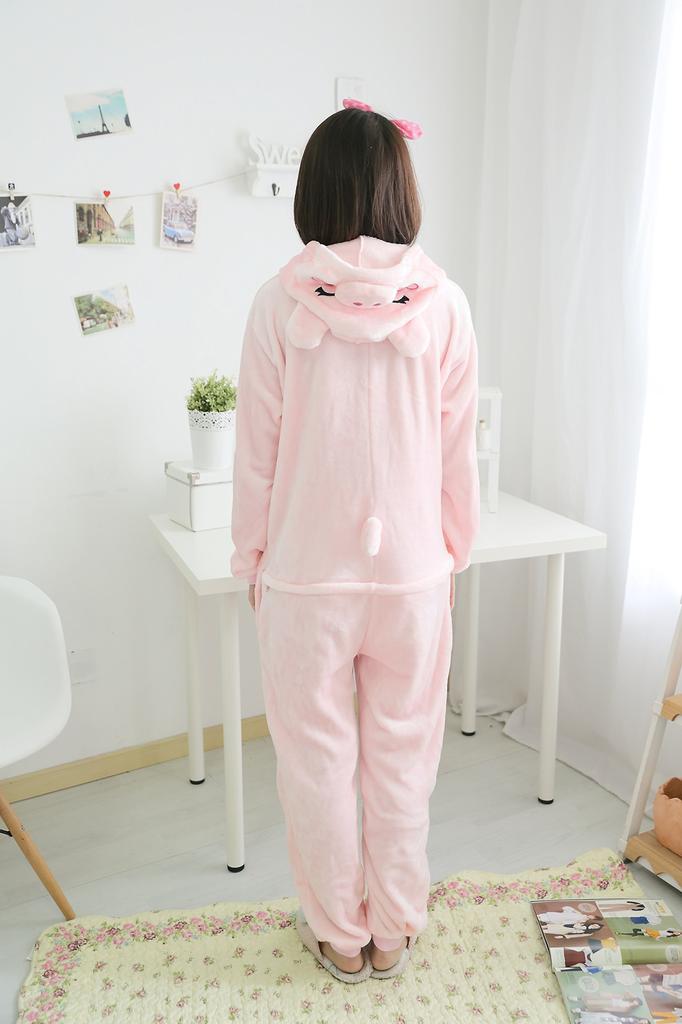 dorawithme Pig Cosplay Pajamas for Adults, Pig Kigurumi Pajamas, Loungewear Costume for Halloween and Christmas, Unisex (Pink, Size XL)