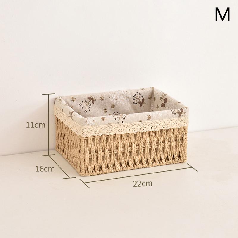 

Многоцелевая корзина для хранения вещей, имитация ротанга, органайзер для рабочего стола, корзина для косметики, закусок, украшение для дома M